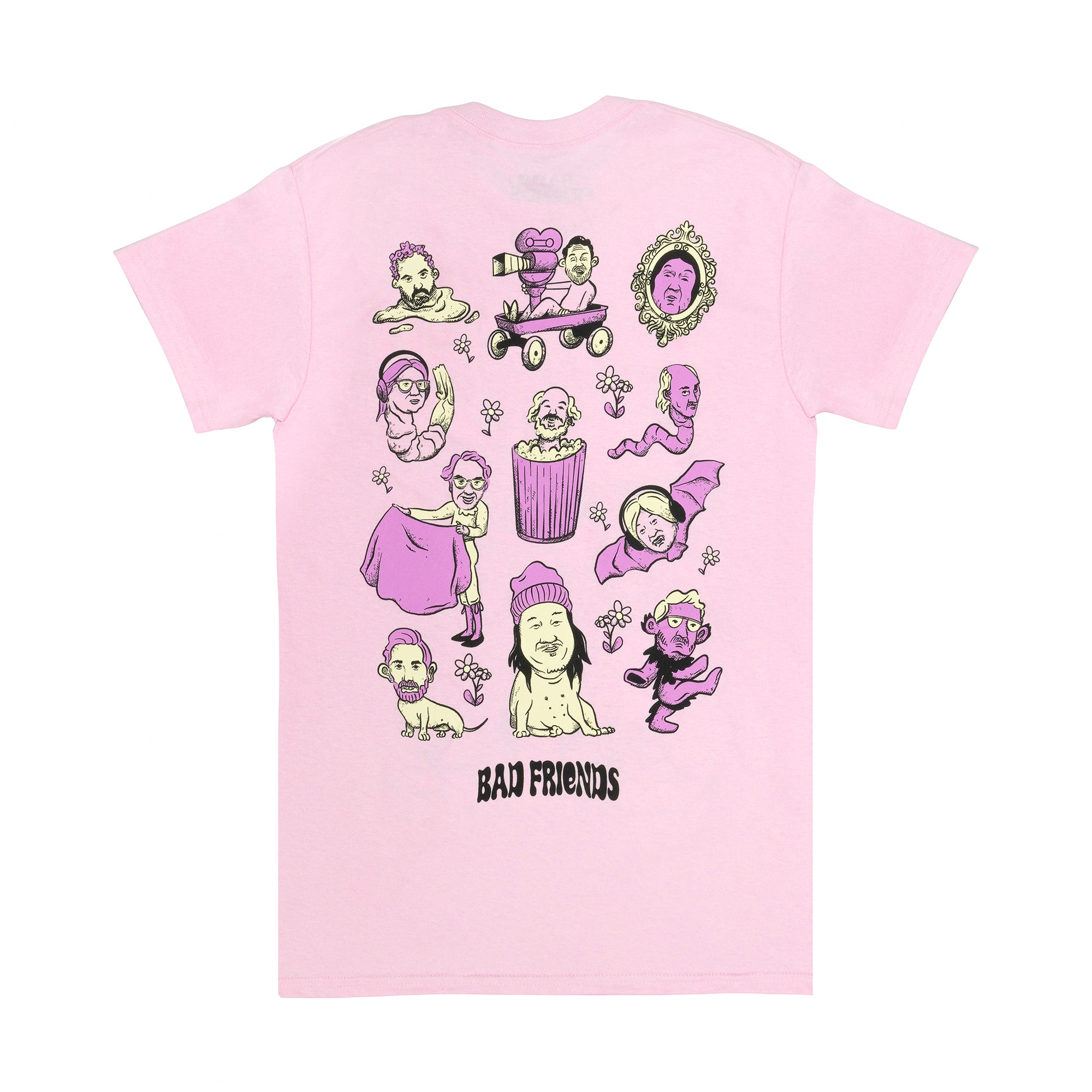 Light pink bad friends t-shirt back